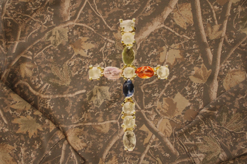 Jeweled Cross Hoodie - Camo