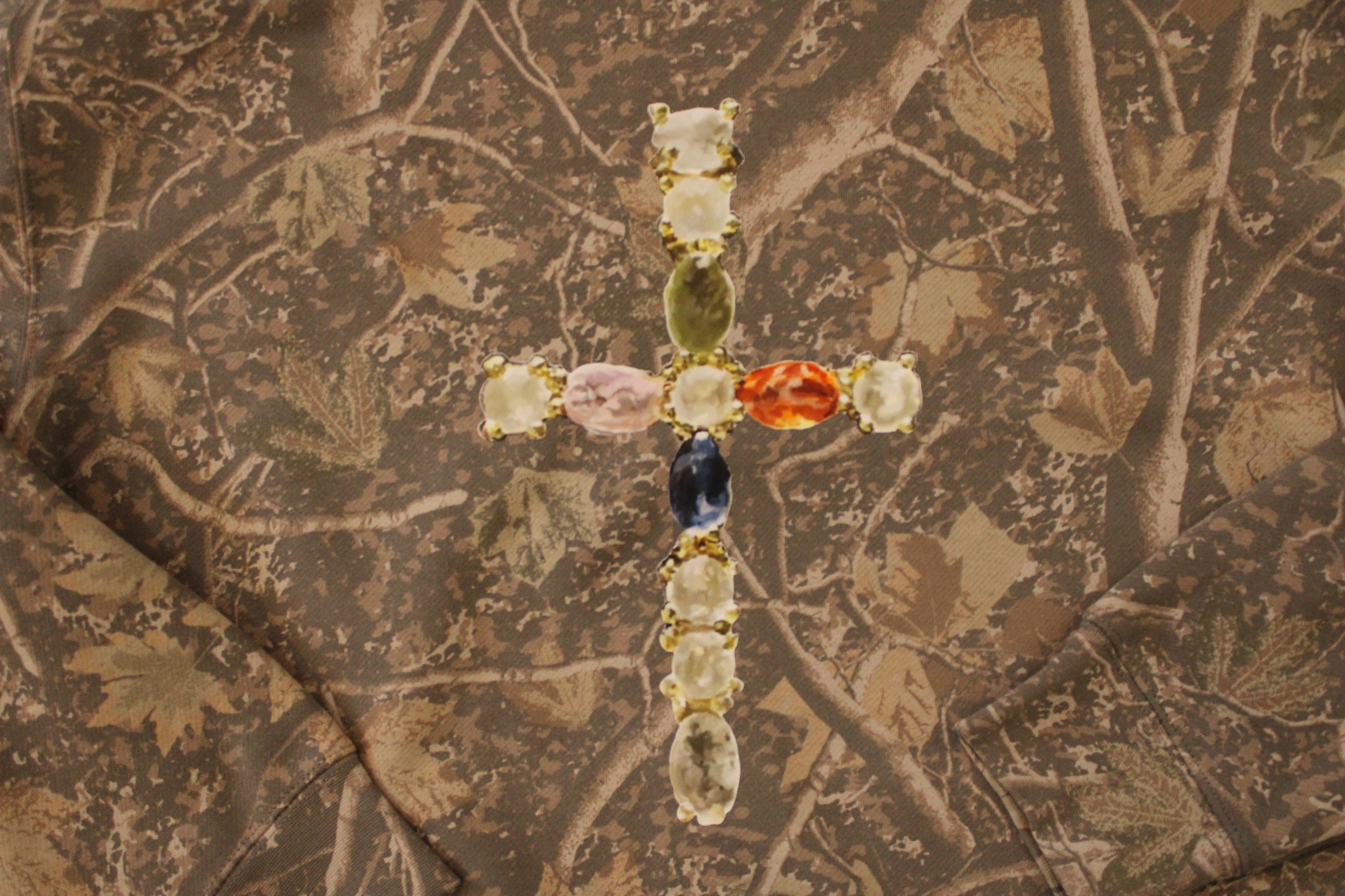 Jeweled Cross Hoodie - Camo