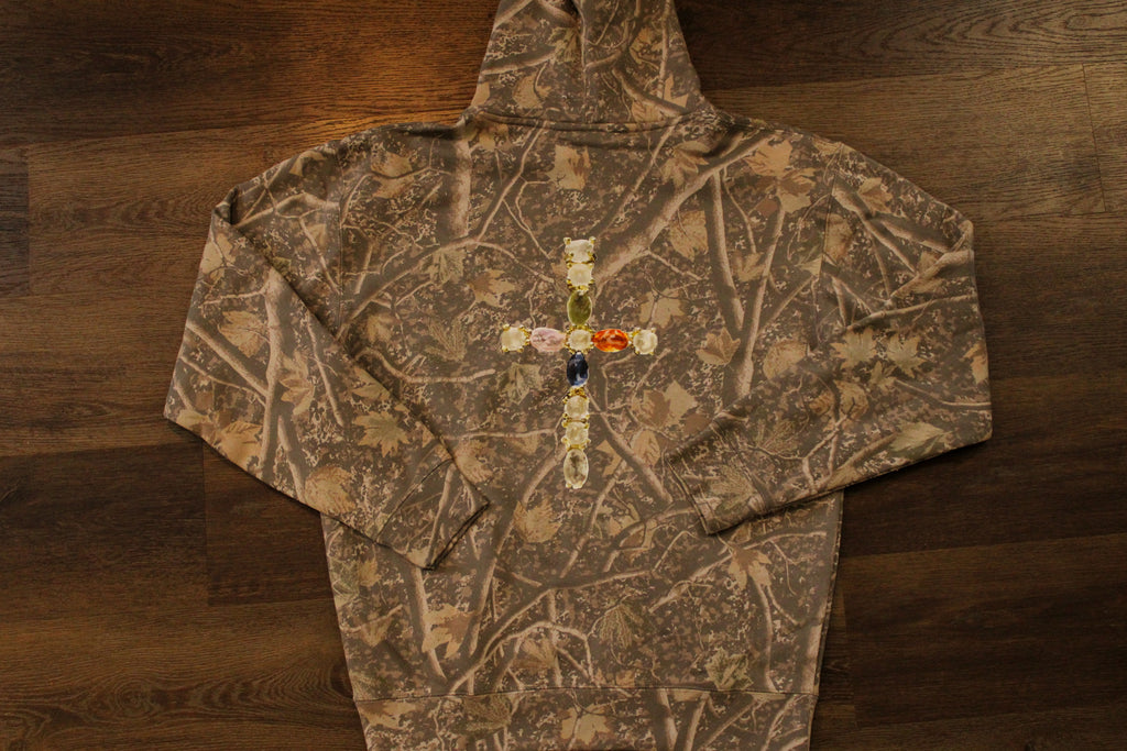 Jeweled Cross Hoodie - Camo