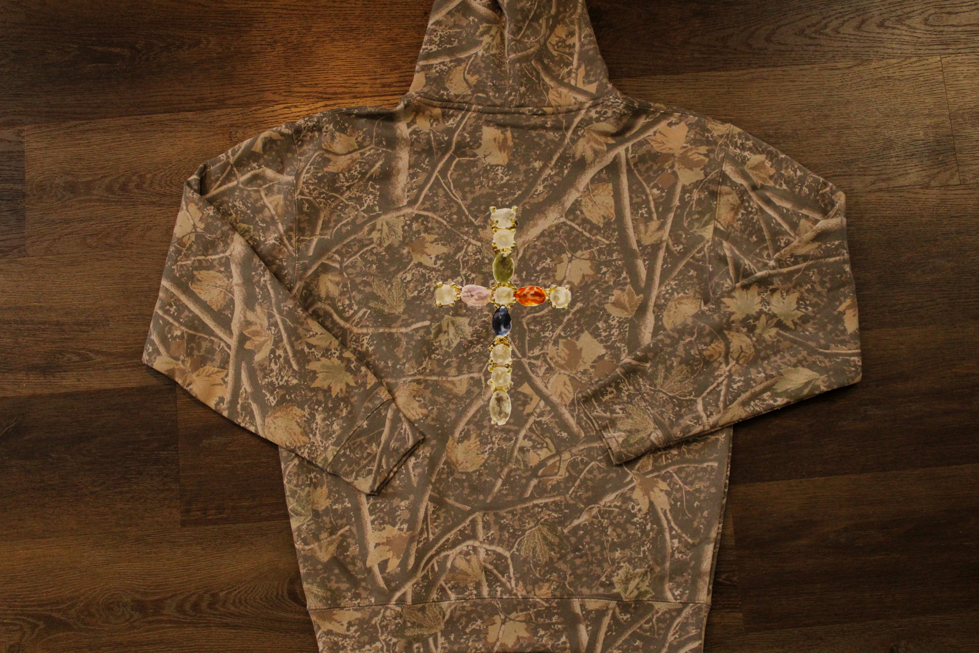 Jeweled Cross Hoodie - Camo